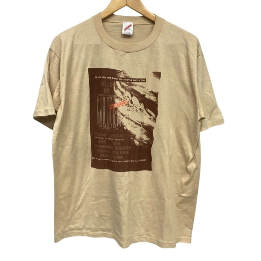 VTG 90s Jerzees Thespian Theatre History T-Shirt Central College Pella Iowa Sz L